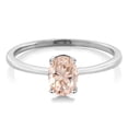 thumbnail image 2 of Gem Stone King 10K White Gold Peach Morganite Solitaire Engagement Ring for Women (0.65 Cttw, Oval 7X5MM, Gemstone October Birthstone, Size 9.5), 2 of 3