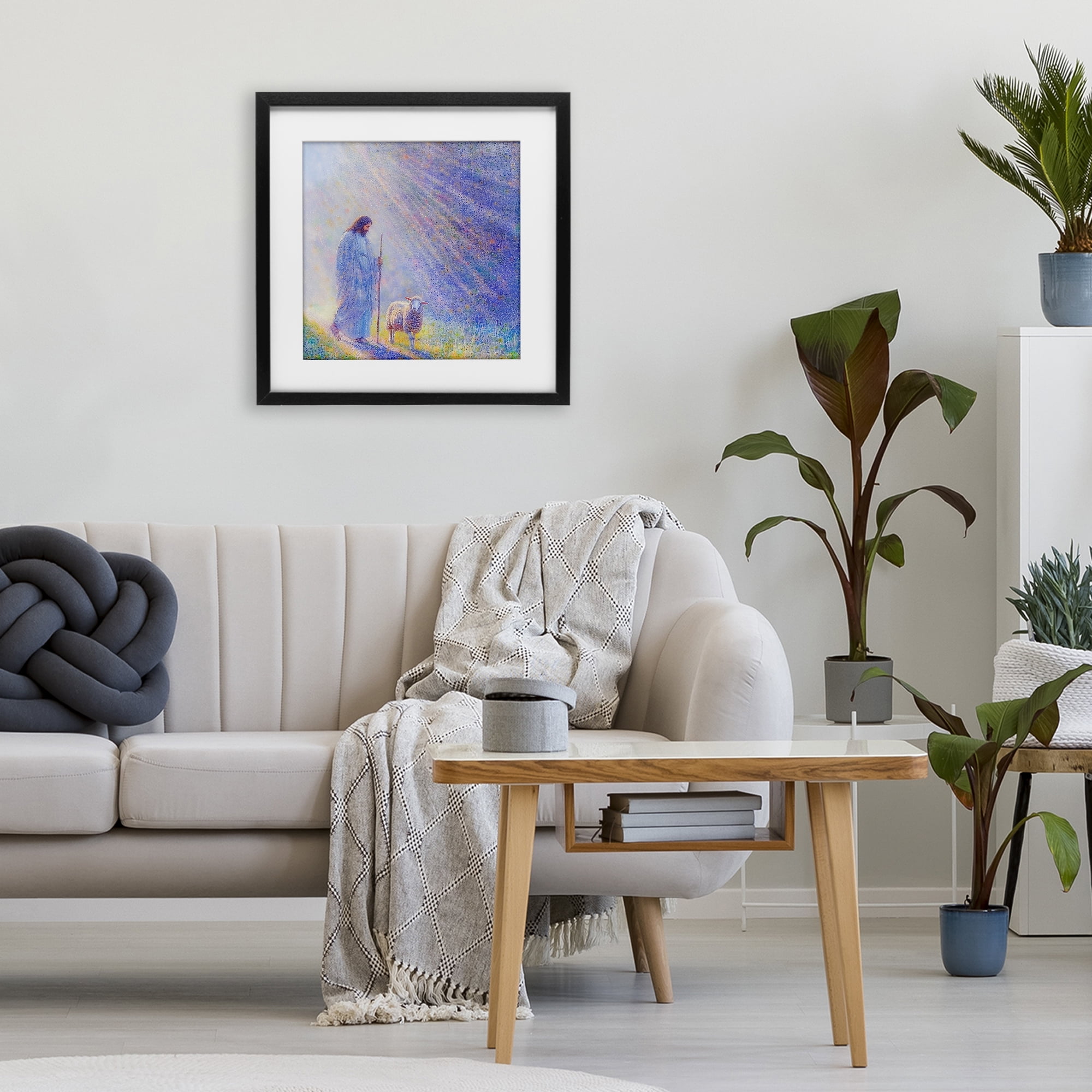 Guiding Light Shepherd Black Framed Print Under Glass, design by Ivan Guaderrama