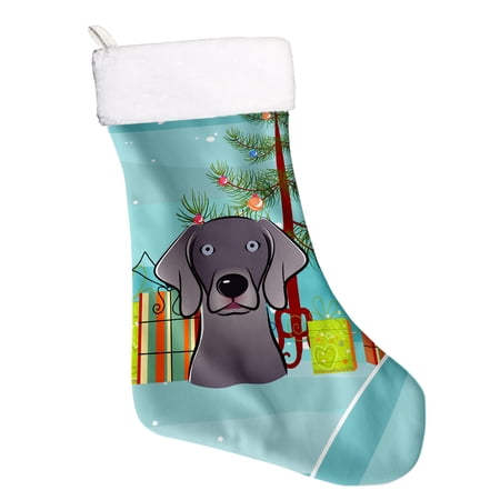 Caroline's Treasures Weimaraner Multi-color Christmas Stocking, with Soft Suede Fabric 18"