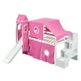 thumbnail image 3 of Harper & Bright Designs Twin Size Loft Bed with Tent and Tower, Wood Low Loft Bed with Slide and Storage Stairs for Boys Girls, Pink, 3 of 15