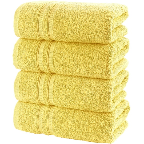 Hammam Linen Yellow Hand Towels Set of 4 Luxury Cotton Hand Towels