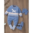 thumbnail image 3 of Suealasg Newborn Infant Baby Boy Knit Romper Striped Horse Jacquard Round Neck Long Sleeve Full Length Jumpsuit One Piece Bodysuit Outfits, 3 of 6