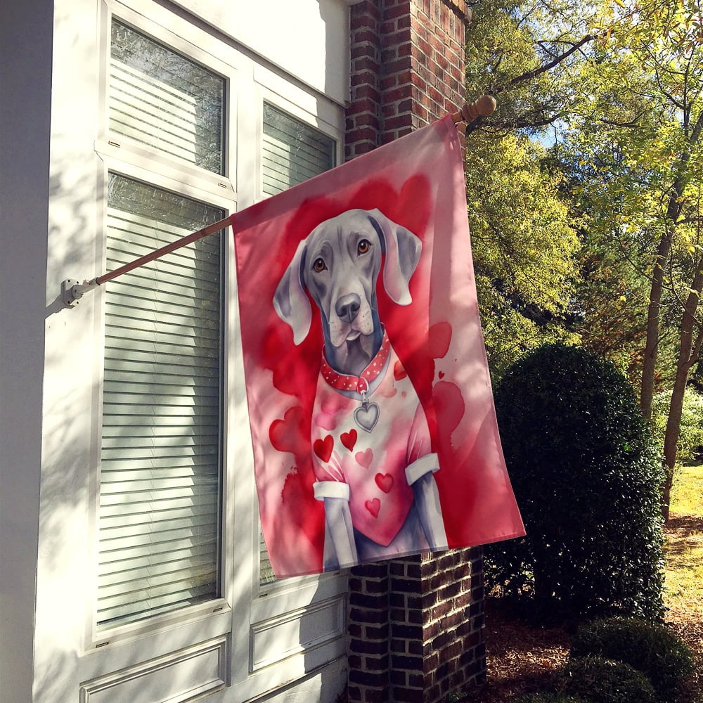 Weimaraner My Valentine House Flag 28 in x 40 in