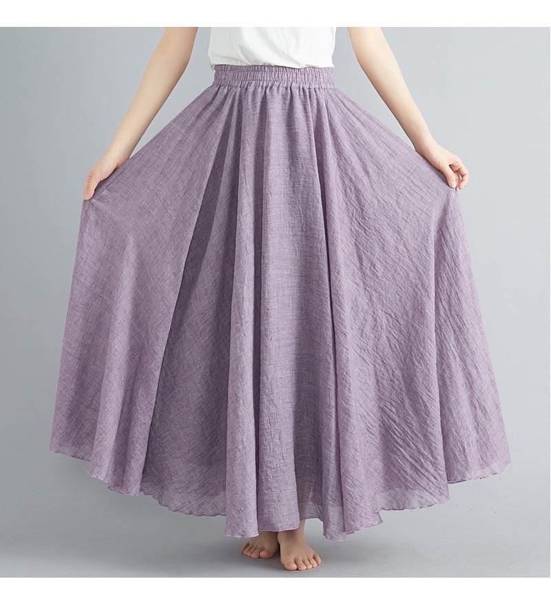 Maxi Skirts for Women Cotton Linen Bohemian Long Skirt Two Layer Swing  A-Line Flowy Skirt Lavender - Walmart.com