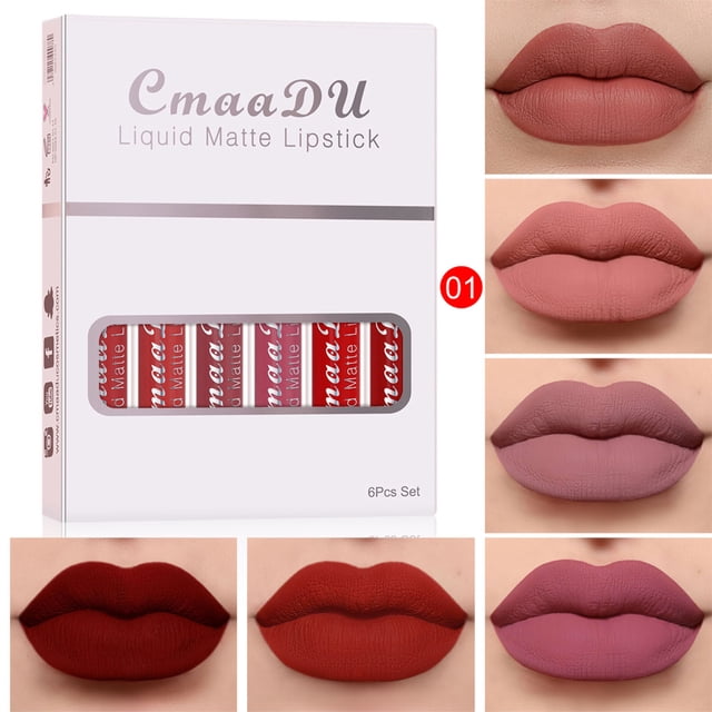 Ganfancp 18 Color Mate Antiadherente Copa Barra de Labios Brillo de Labios Duradero 6 Cajas 15Ml Rebajas Hoy Liquidación 1X6 Barras de Labios Lip Glaze