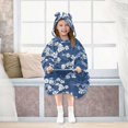 thumbnail image 7 of FORMRS Wearable Blanket Hoodie with Sleeves for Kids Cozy Flannel Sweatshirt, Floral Ocean Waves, 7 of 7
