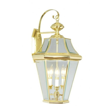 3 Light Outdoor Wall Lantern in Traditional Style 13 inches Wide By 24 inches High-Polished Brass Finish Bailey Street Home 218-Bel-731798