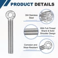 thumbnail image 3 of Uxcell M8 x 50mm Shoulder Swing Lifting Eye Bolt, 6 Pcs 304 Stainless Steel Full Thread Machinery Fisheye Eye Hole Rigging Bolt for Home Renovation Pipeline Gate Valves, Silver, 3 of 7