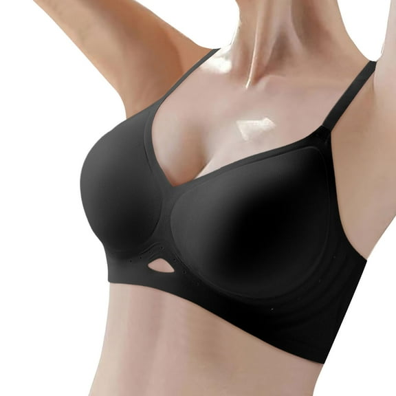 Lixiuxyad No Wire Push up Bra Women's Thin Seamless Vest Soft Support Large Chest Small Half Fixed Cup Breathable Bra