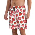 thumbnail image 2 of Wukai Hand Drawn Strawberry Print Beach Trunks with Compression Liner Swimsuit Quick Dry Beach Sports Shorts with Pocket-Small, 2 of 8