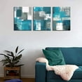 thumbnail image 2 of Abstract Wall Art for Living Room Wall Decor 3 Piece Blue Teal Modern Paintings Canvas Prints Framed Living Room Ready To Hang for Bathroom Bedroom Kitchen Office Boho Grey White Teal Artwork 12x16, 2 of 6