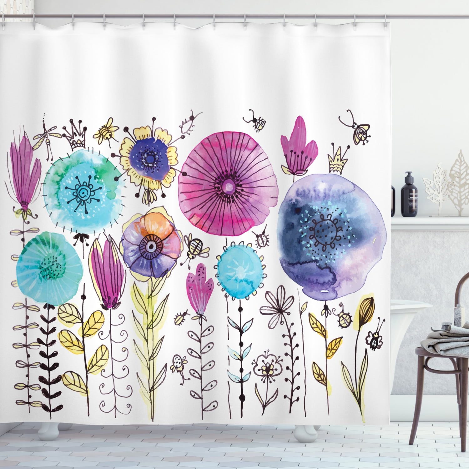 Hello Summer Shower Curtain Beach Flower Leaves Funny Gnomes For Bathroom Decor 