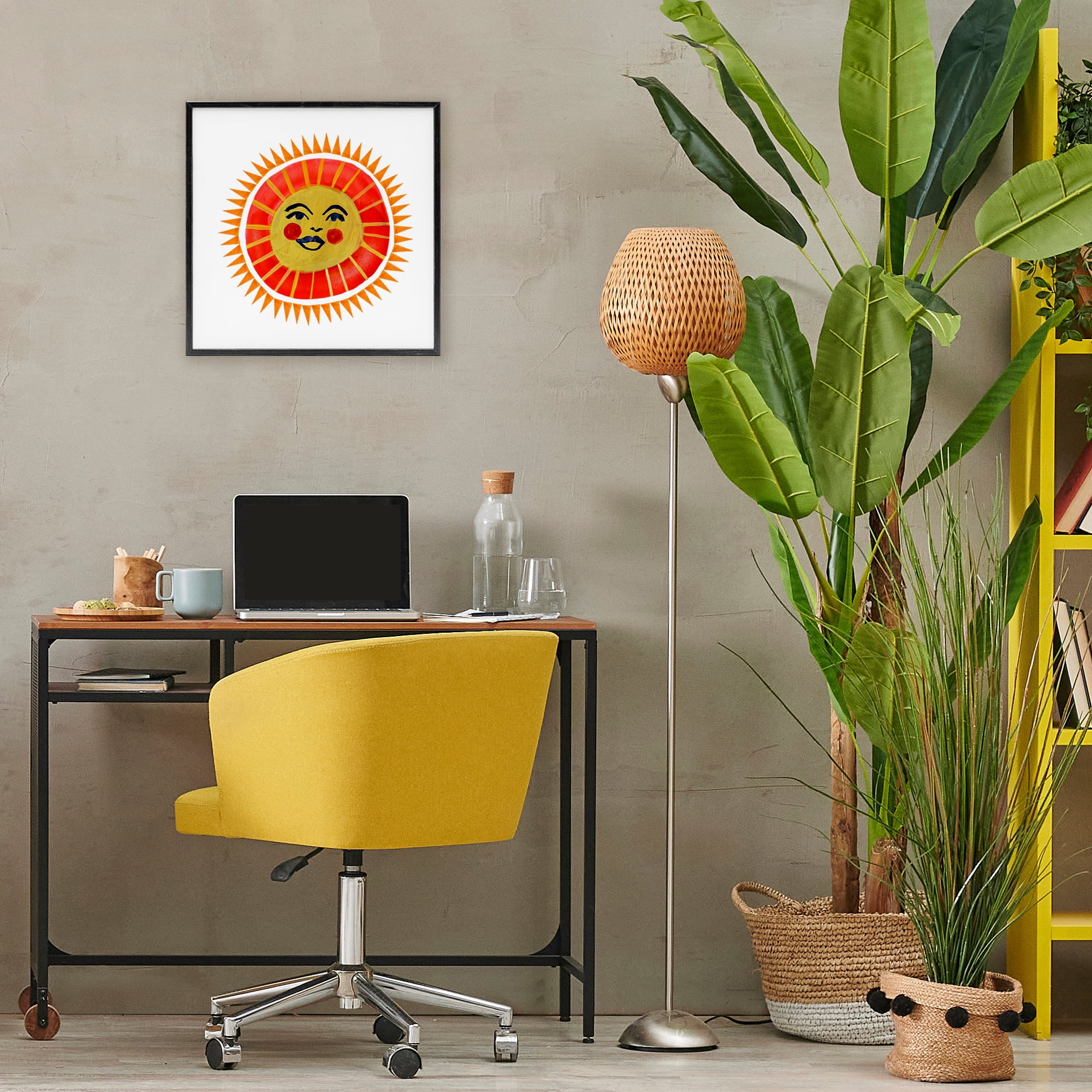 Stupell Industries Cheerful Boho Sun Black Framed Giclee Art, design by Katherine Herrell Studio
