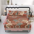 thumbnail image 5 of ZIATUBLES 3 Pcs Twin XL Size Cooling Polyester Sheet Set, Bohemian Mandala Circle Floral Print, Soft Cozy Bedding Set with 1 Fitted Sheet and 2 Pillowcases, Breathable Comfortable Sheets for Bedroom, 5 of 9