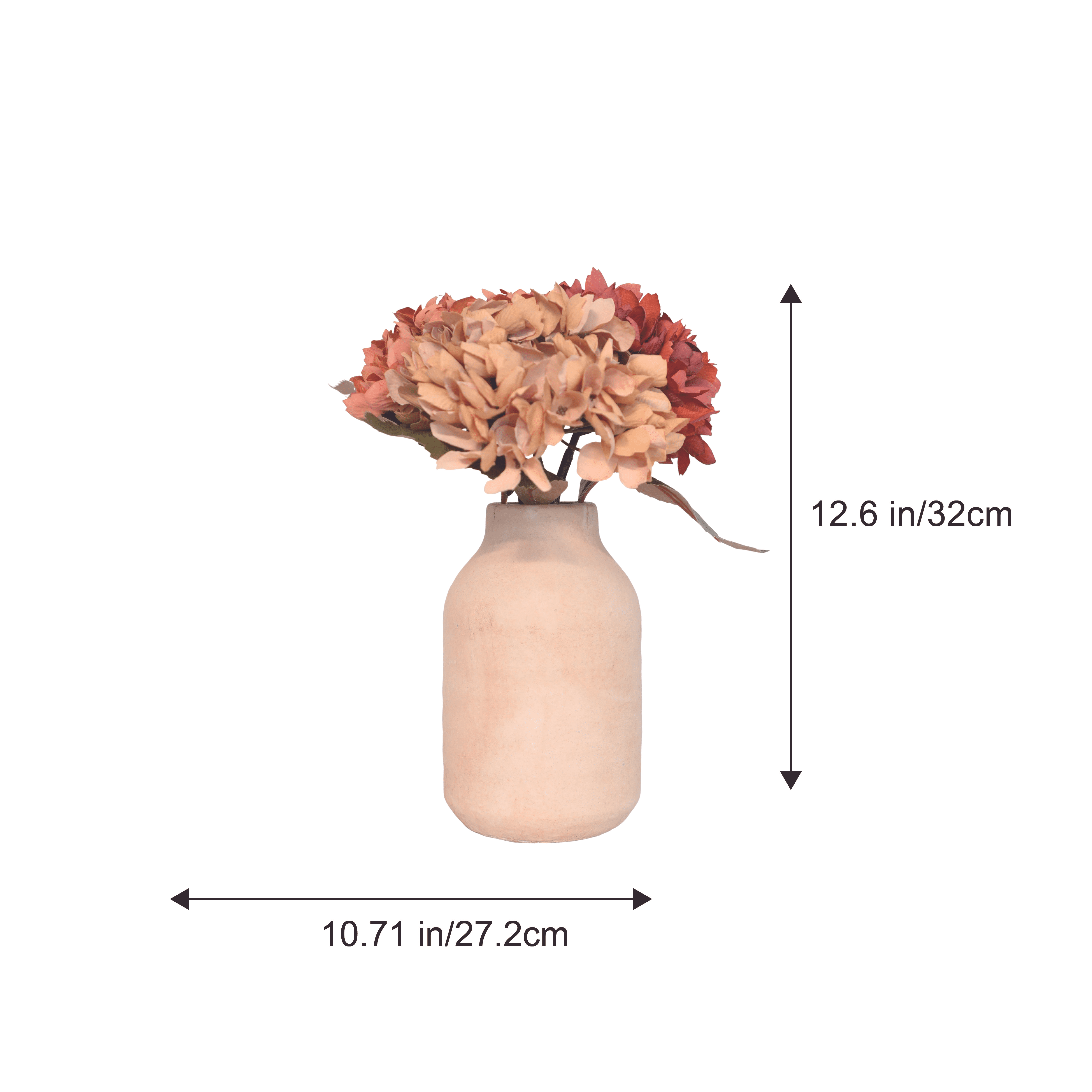 My Texas House Fall Small Hydrangea Floral Arrangement in Vase, 12.5"