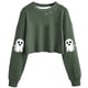 thumbnail image 1 of Ailaofu Women's Ghost Skull Crop Sweatshirt Fall Halloween Lantern Long Sleeve Pullover Spooky Season Sweatshirt, 1 of 2