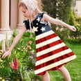 thumbnail image 6 of Odeerbi Kids Teen Girls Independence Day A-Line Ruffled Dress Summer Patriotic Star Stripe Round Neck Casual Dress with Pockets, 6 of 8