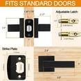 thumbnail image 6 of 8 Pack Passage Door Handles Matte Black Door Knobs, Interior Door Knobs Square Heavy Duty Non-Locking Handlesets Hall Closet Handles, Reversible for Right & Left Sided Doors, 6 of 12