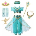 thumbnail image 3 of Disney-vestido de princesa Jasmine para niña, conjunto de ropa de Halloween para fiesta de cumpleaños, Carnaval, Cosplay, lámpara ágica de Aladdín, 3 of 4
