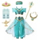 thumbnail image 1 of Disney-vestido de princesa Jasmine para niña, conjunto de ropa de Halloween para fiesta de cumpleaños, Carnaval, Cosplay, lámpara ágica de Aladdín, 1 of 3