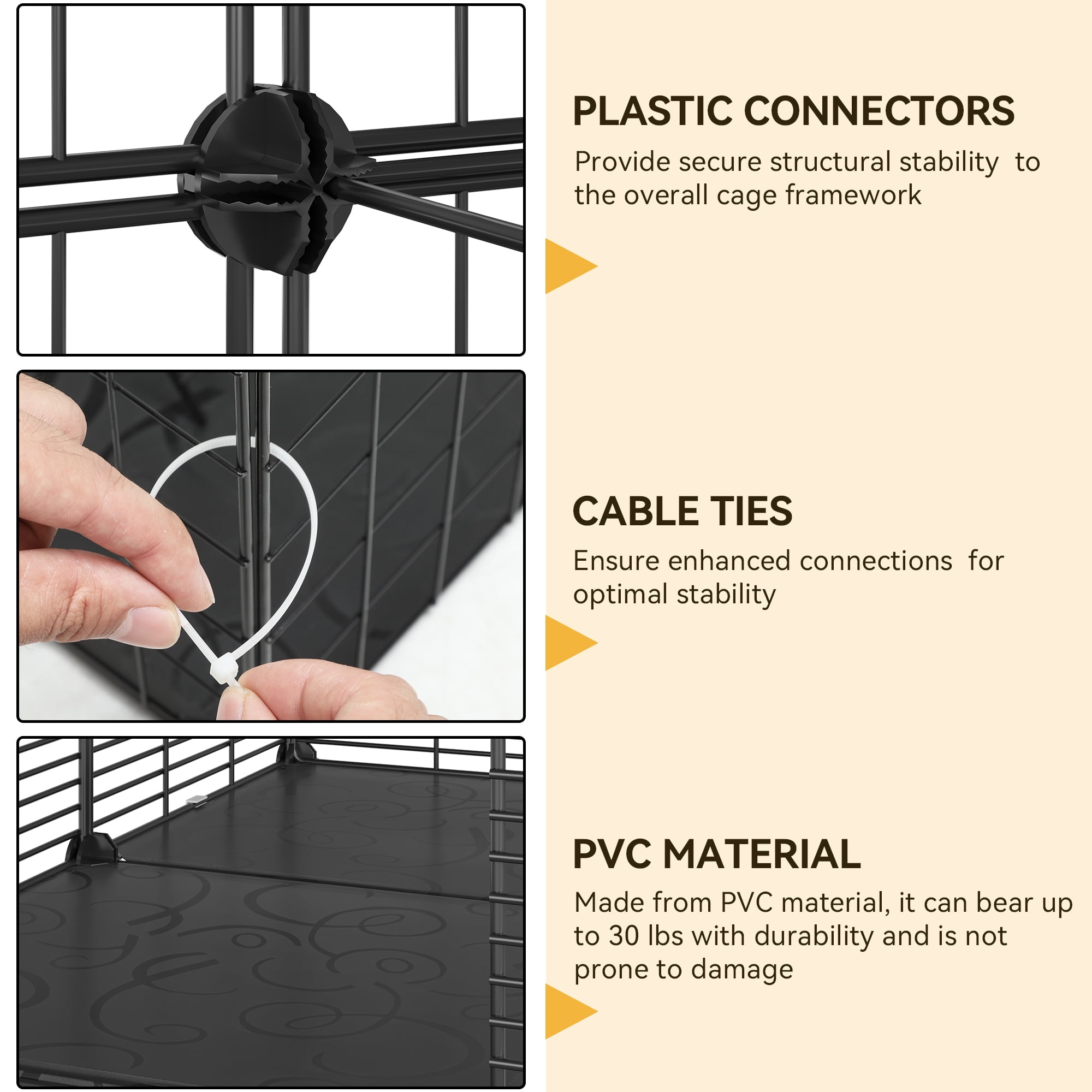 Uforic 2-Tier Cat Cage,Indoor DIY Pet Playpen Metal Cat Kennel for 1-2 Cats, Ferrets, Chinchillas, Rabbits, Kittens,Travel and Camping,28"L x 28"W x 28"H,Black