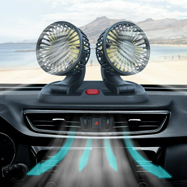 Chmadoxn Ventilateur Pliant pour Voiture avec Réglage Rotatif Ventilateur Créatif avec Télécommande Affichage de la Température Ventilateur Monté sur Voiture