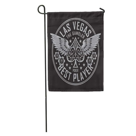 LADDKE Spade Las Vegas Player Poker Tee Graphics Wing Gambling Vintage Garden Flag Decorative Flag House Banner 12x18