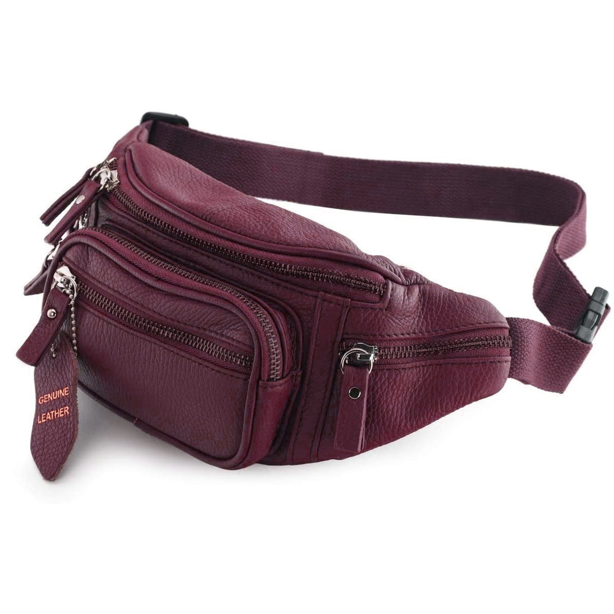 Mens Ladies Genuine Super Soft Leather Waist Bumbag Travel Bag Multiple Zips 