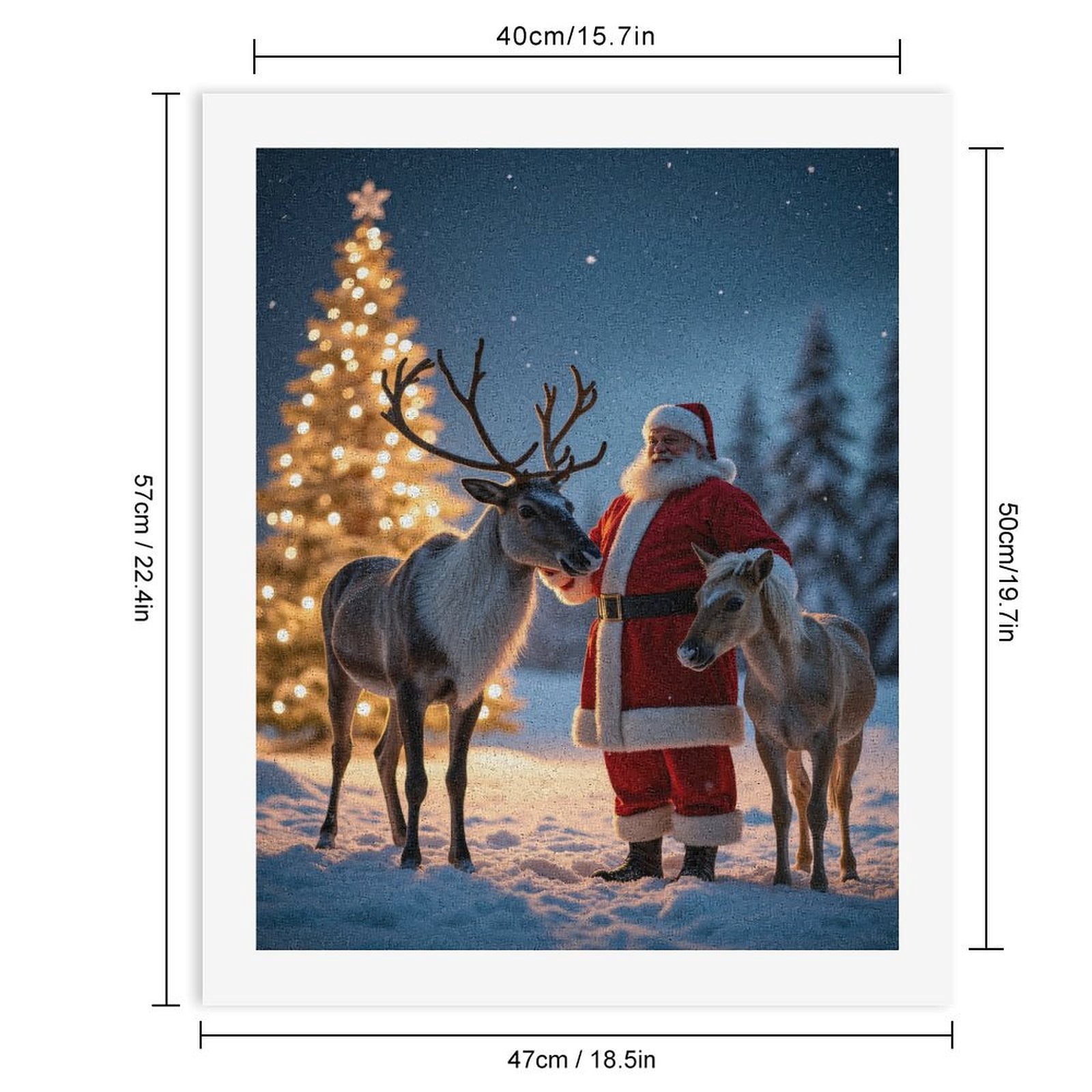 Paint by Numbers Kit for Adults, Santa Reindeer Snowy Night Paint by Numbers, Easy Paint by Numbers Kit for Adults Beginner, DIY Adult Paint by Number Kits on Canvas, Home Decor