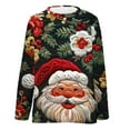 thumbnail image 4 of Christmas Sweaters for Women Santa Claus Long Sleeved Warm Double-sided Velvet Print Pullover Sweaters Red M, 4 of 5