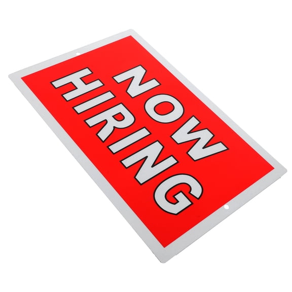 PTOOTP Red Metal Now Hiring Sign for Retail Store, Indoor and Outdoor Use, Job Vacancy Display Board