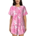 thumbnail image 1 of Balery Breast Cancer Awareness (3) Conjunto de Pijama para Mujer con Estampado, Dos Piezas de Manga Corta y Shorts, Ropa de Dormir Suave con Cuello Redondo y Bolsillos-Large, 1 of 6