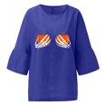 thumbnail image 4 of Nueva camisa de lino con cuello redondo informal de manga tres cuartos con estampado de Halloween Camiseta/camisa de manga corta con cuello redondo Pompotops hfajkhk141271, 4 of 5