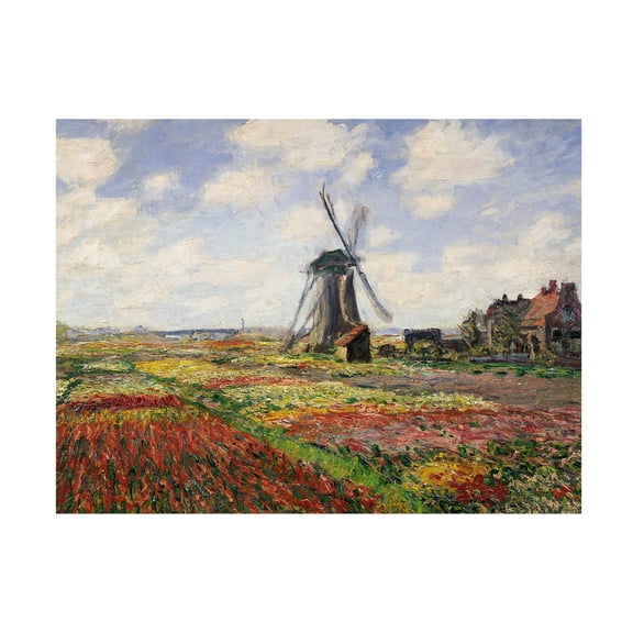 Trademark Fine Art Claude Monet Tulip Fields in Holland, 1886 Canvas Wall Art - 35x47