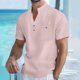 thumbnail image 1 of pstuiky Camisas de manga corta para hombre, Blusa de lino con cuello alto, manga corta y botones de bolsillo para hombre camisetas de hombre xl, 1 of 3