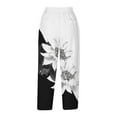 thumbnail image 3 of Boho Floral Print Women's Summer Casual Beach Pants Loose Fit Straight Wide Leg Capris Comfy High Waist Capri Pants, 3 of 5