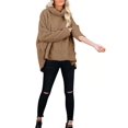 thumbnail image 5 of LAVA Women's Turtleneck Flee Sweater 2023 Fall Long Batwing Sleeve Spilt Hem Tunic Pullover Jumper Tops Khaki XL, 5 of 9