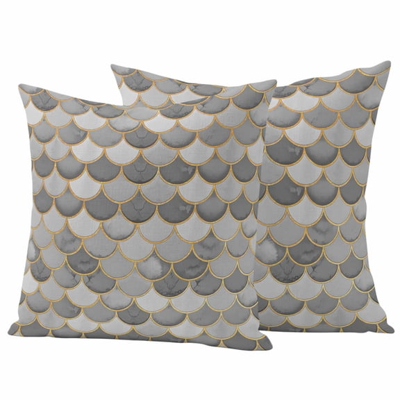Outdoor Waterproof Pillow Covers Abstract Scales Gold Line Decorative Throw Pillow Protectors,Pillowcase Cushion Cases for Patio Sofa Garden Couch,16x16in,Pack of 2