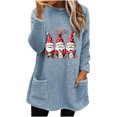 thumbnail image 3 of Feancey Christmas Loungewear for Women Fuzzy Fleece Pajama Tops Cute Gnomes Printed Graphic Sweatshirts Oversized Casual Pullovers with Pockets Blue XXL, 3 of 5