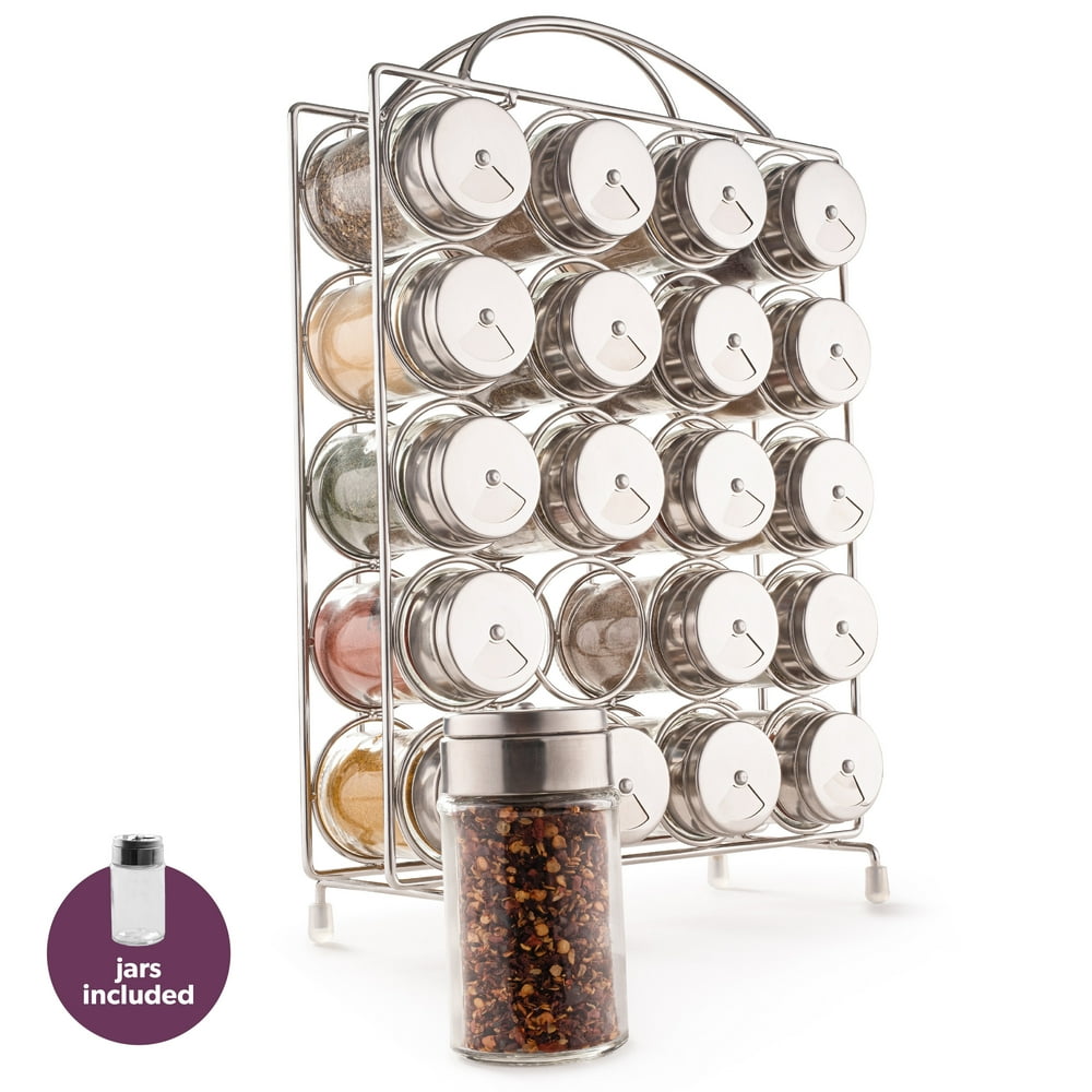 Spice Rack Organizer with Set of 20 Glass Spice Jars Included by