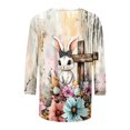 thumbnail image 4 of Xuyuer Happy Easter Family Matching Shirt Women Easter Sunday T-Shirt Leisure Print Round Neck Three Quarter Sleeve 3/4 Sleeve T-shirt Loose Cute Tie Dye Bunny Graphic Tee, 4 of 5
