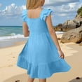 thumbnail image 7 of Mgmyaa Girls Summer Dresses Cute Double Layer Ruffle Sleeve Smocked Flowy Dress 3-14 Years, 7 of 7