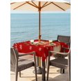 thumbnail image 2 of Outdoor Tablecloth with Umbrella Hole and Zipper, Merry Christmas Square Table Cloth 54x54 Inch Waterproof Tablecloth, Red Winter Xmas Cartoon Deer Snowflake Picnic Table Cover for Patio Camping, 2 of 7