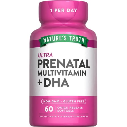 Prenatal Vitamins with DHA and Folic Acid | 60 Softgels | Non-GMO, Gluten Free | by Nature's Truth