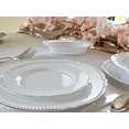 thumbnail image 3 of " OCCASIONS " 120 Plates Pack,(60 Guests) Heavyweight Premium Wedding Party Disposable Plastic Plates Set -60 x 10.25'' Dinner + 60 x 7.5'' Salad / Dessert (Rochelle White and Silver), 3 of 5
