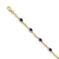 thumbnail image 1 of Real 14kt Yellow Gold Diamond and Oval Sapphire Chain Bracelet; 7.25 inch; Lobster Clasp; for Adults and Teens; for Women and Men, 1 of 1