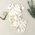 thumbnail image 2 of Easter Shirt for Boys Cute Bunny Print Short Sleeves Crew Neck Tops & Shorts 2 Pieces Set for Boys & Girls Color White Size 5-6 Years, 2 of 7