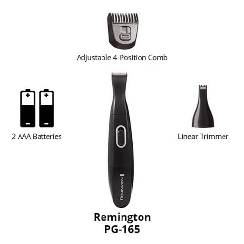 Remington PG-165 Mens Personal Groomer With Detail Trimmer Head With 2 AAA  Batteries 
