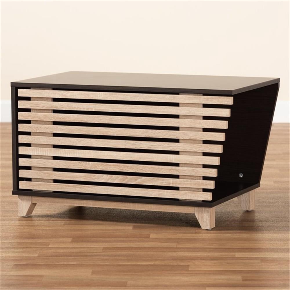 Pemberly Row Dark Brown and Oak Finished Cat Litter Box Cover House