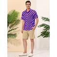thumbnail image 4 of INSPIRE CHIC Camisa de lunares de verano para hombre, camisas hawaianas con patrón de manga corta y botones Púrpura M, 4 of 6